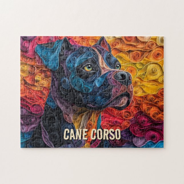 Cane Corso Paper Quilling Art Dog Portrait (Horizontal)