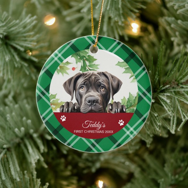 Cane Corso Personalisiert First Christmas Keramik Ornament (Baum)