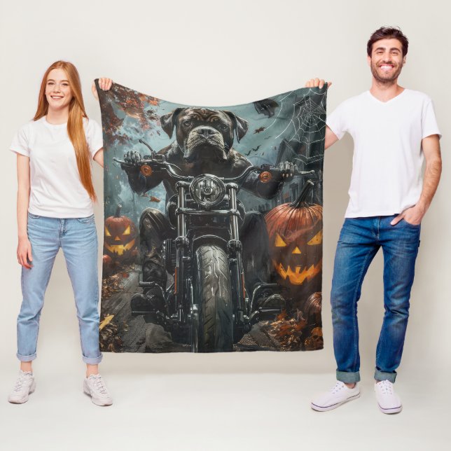 Cane Corso Riding Motorrad Halloween Beängstigend Fleecedecke (Beispiel)