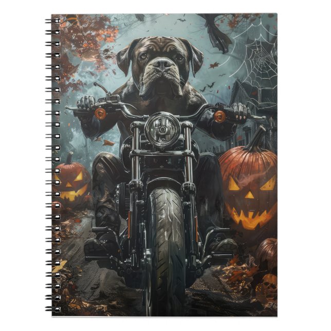 Cane Corso Riding Motorrad Halloween Beängstigend Notizblock (Vorderseite)