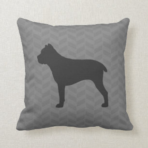 Cane Corso Silhouette Grau Herringbone Kissen