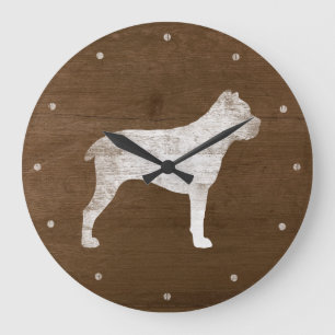 Cane Corso Silhouette Rustic Große Wanduhr
