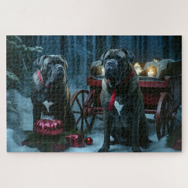 Cane Corso Snowy Sleigh Weihnachtsdekor (Horizontal)