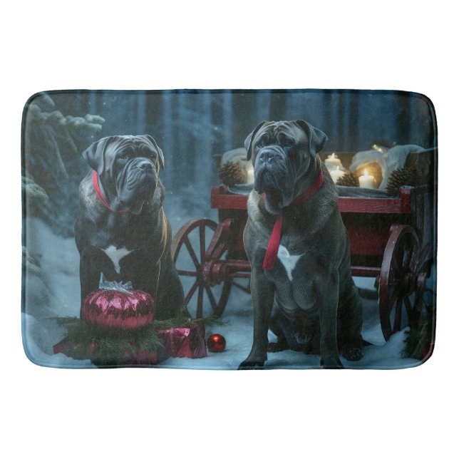 Cane Corso Snowy Sleigh Weihnachtsdekor Badematte (Vorderseite)