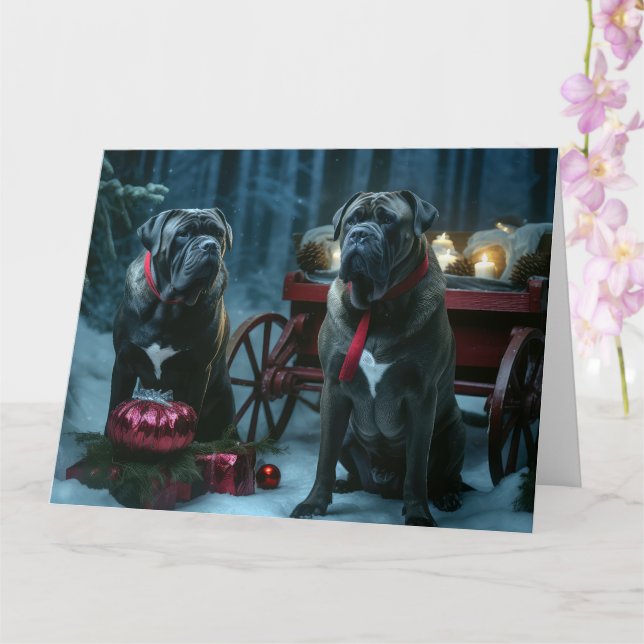 Cane Corso Snowy Sleigh Weihnachtsdekor Karte (Orchidee)