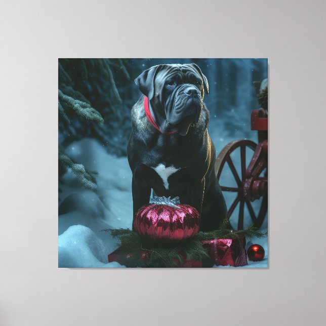 Cane Corso Snowy Sleigh Weihnachtsdekor Leinwanddruck (Vorderseite)