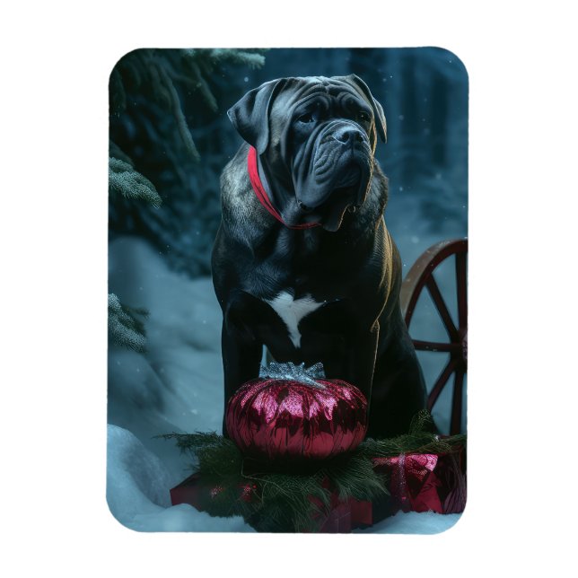 Cane Corso Snowy Sleigh Weihnachtsdekor Magnet (Vertikal)