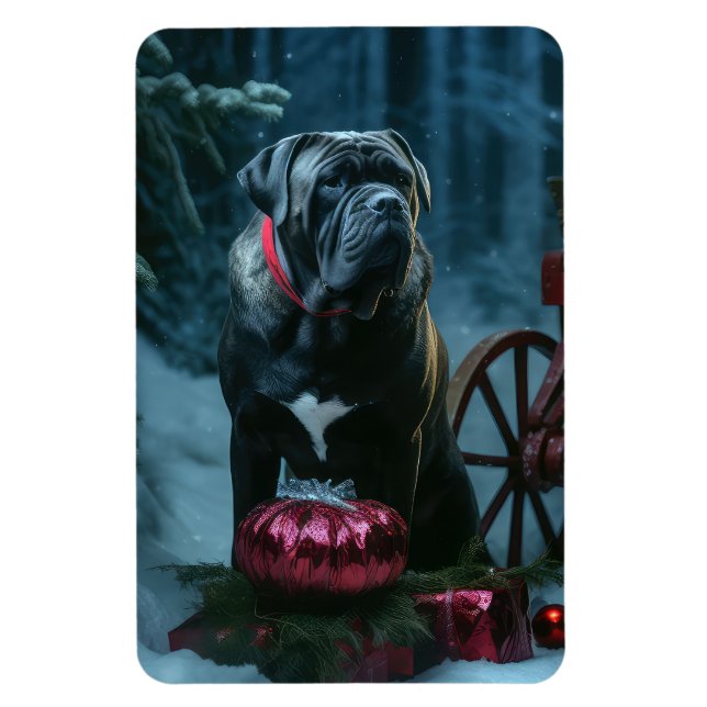 Cane Corso Snowy Sleigh Weihnachtsdekor Magnet (Vertikal)