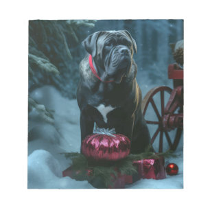 Cane Corso Snowy Sleigh Weihnachtsdekor Notizblock