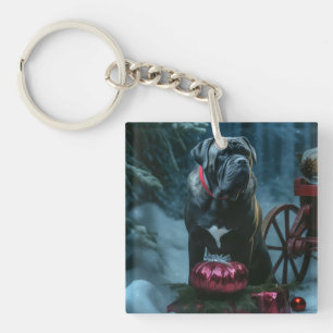 Cane Corso Snowy Sleigh Weihnachtsdekor Schlüsselanhänger