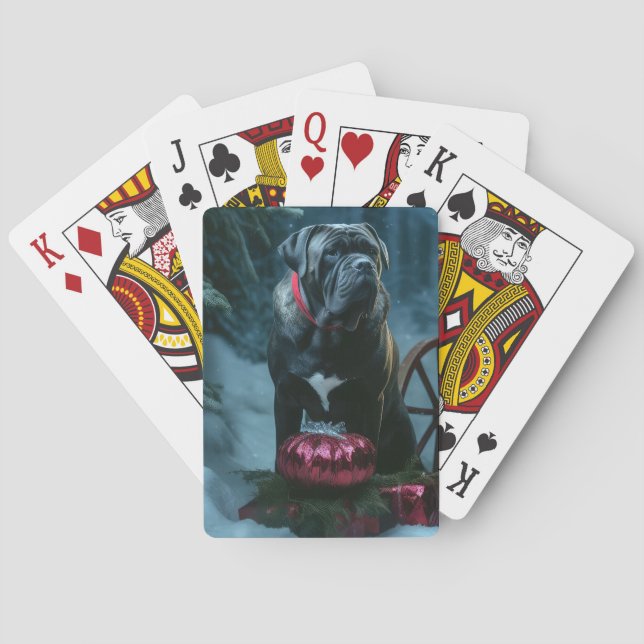 Cane Corso Snowy Sleigh Weihnachtsdekor Spielkarten (Rückseite)