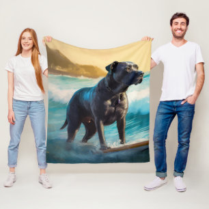Cane Corso Strand Surfen Malerei Fleecedecke