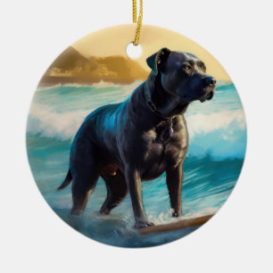 Cane Corso Strand Surfen Malerei Keramik Ornament