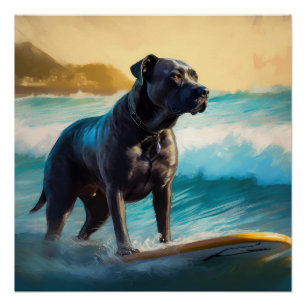 Cane Corso Strand Surfen Malerei Poster