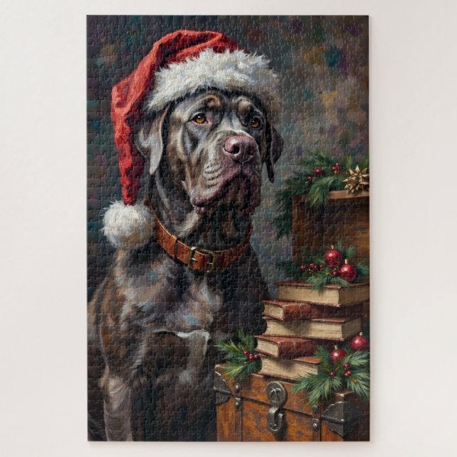 Cane Corso Wächter der Weihnachtsbibliothekshüte (Vertikal)