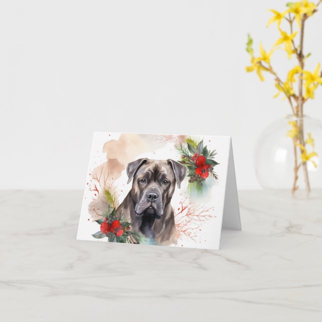 Cane Corso Weihnachtsmann Festliche Jungfrau Karte (Gelbe Blume)