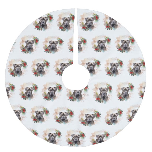 Cane Corso Weihnachtsmann Festliche Jungfrau Polyester Weihnachtsbaumdecke (Vorderseite)