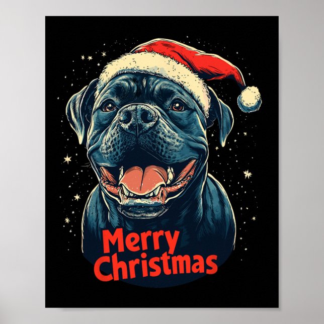 Cane Corso Weihnachtsmannmütze Frohe Weihnachten W Poster (Vorne)