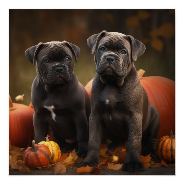 Cane Corso Welpe Autumn Delight Pumpkin Poster (Vorderseite)