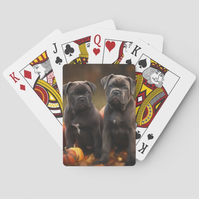 Cane Corso Welpe Autumn Delight Pumpkin Spielkarten (Rückseite)