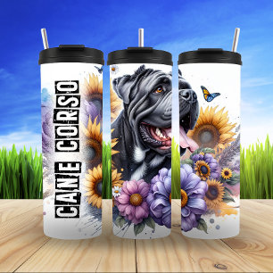 Cane Corso's Sunny Floral Majesty Thermosbecher