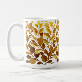CANECA BRANCA CLÁSSICA - FOLHINHAS/TOM OURO KAFFEETASSE
