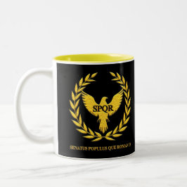 Caneca Dois Tons(Two-Tone Mug)Águia Romana Preto Zweifarbige Tasse
