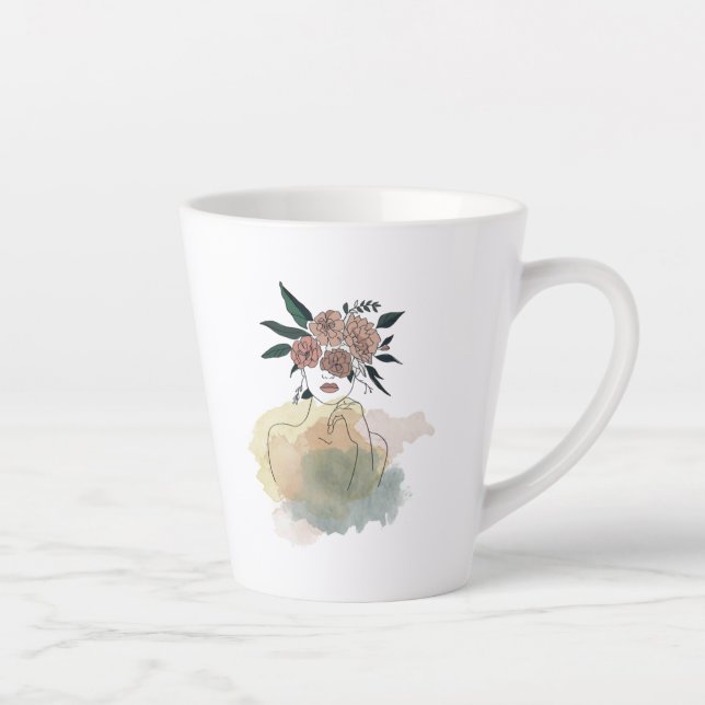 Caneca para café latte linhas e flores milchtasse (Rechts)