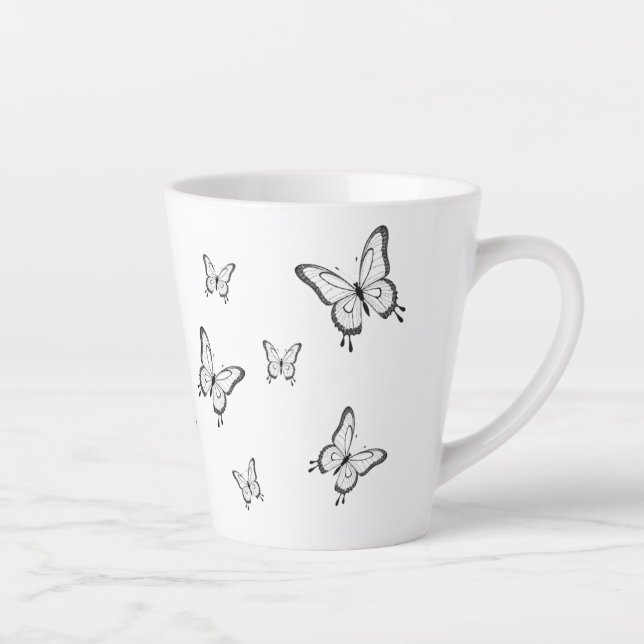 Caneca Pequena Branca Borboletas Milchtasse (Rechts)