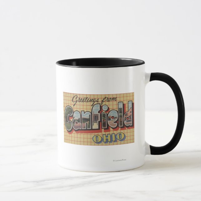 Canfield, Ohio - Große Buchstabenszenen Tasse (Rechts)