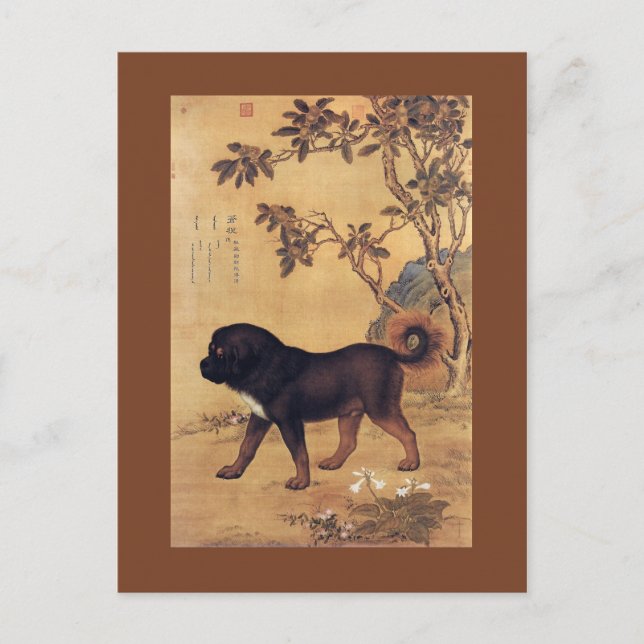 Cangni 苍 猊 ~ Tibetan Mastiff ~Giuseppe Castiglione Postkarte (Vorderseite)