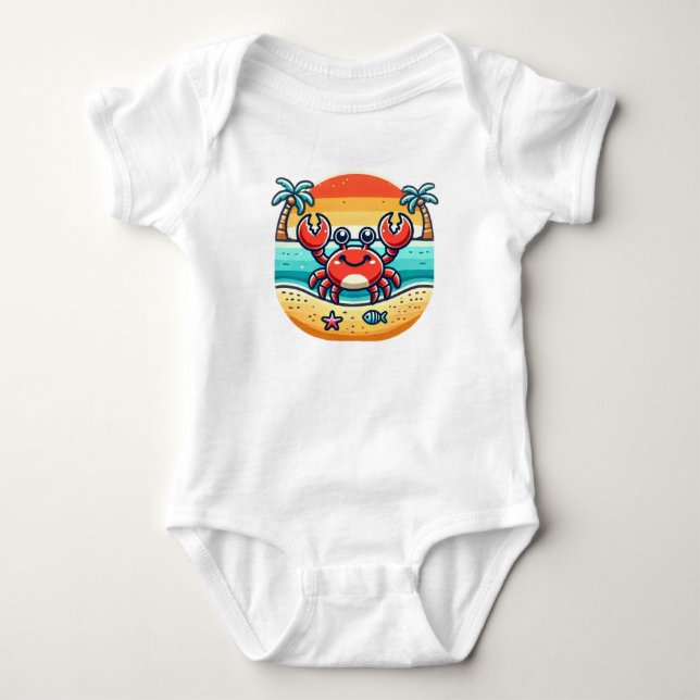 Cangrejito feliz en la playa baby strampler (Vorderseite)