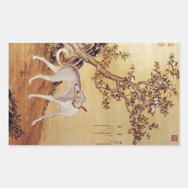 Cangshuiqiu 苍 水 ~ Greyhound ~Giuseppe Castiglione Rechteckiger Aufkleber (Vorderseite)