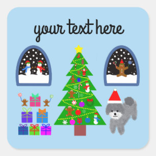 Caniche gris Noël #4 Stickers