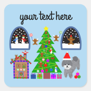 Caniche gris Noël #6 Stickers