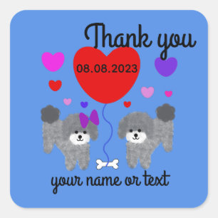 Caniche gris Valentine #1-2 Stickers