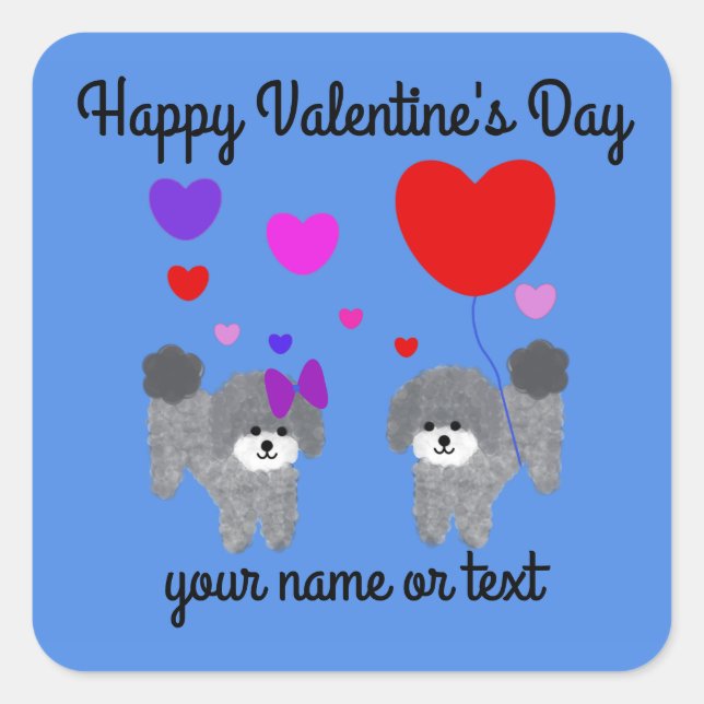 Caniche gris Valentine #2 Stickers (Devant)
