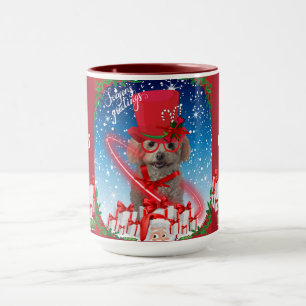 Caniche Noël Saisons Salutation café Mug