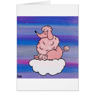 Caniche rose rêveur