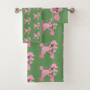 Caniche rose simple sur vert
