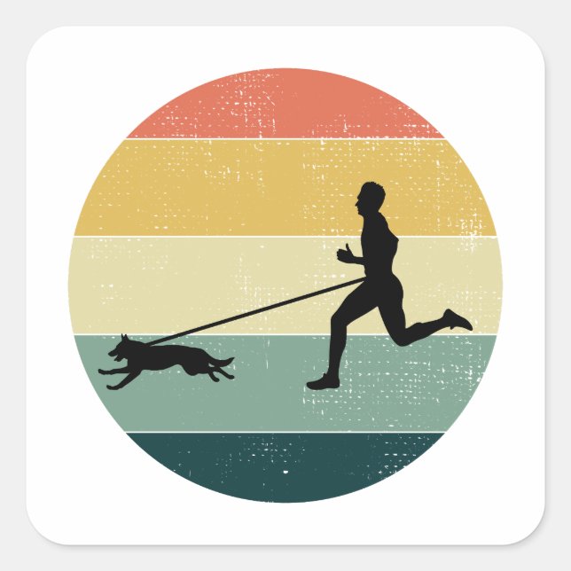 Canicross Trail Runner Dog Sport Quadratischer Aufkleber (Vorderseite)