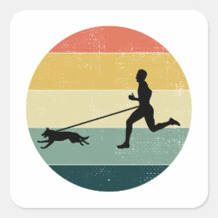 Canicross Trailrunning Läufer Hund Sport Quadratischer Aufkleber