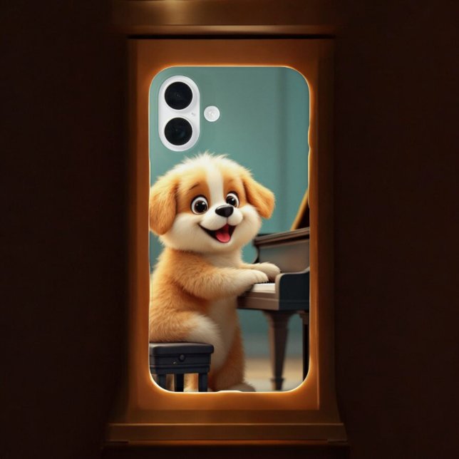 Canine Concerto: Piano Paws iPhone 16 Plus Hülle (Von Creator hochgeladen)
