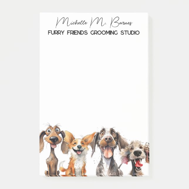 Canine Dog Groomer Pet Services Business Post-it Klebezettel (Vorderseite)