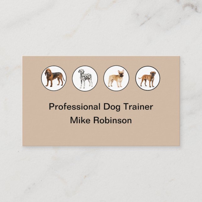 Canine Dog Trainer Carte de visite moderne (Devant)