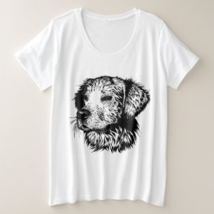 Canine Head Sketch Große Größe T-Shirt