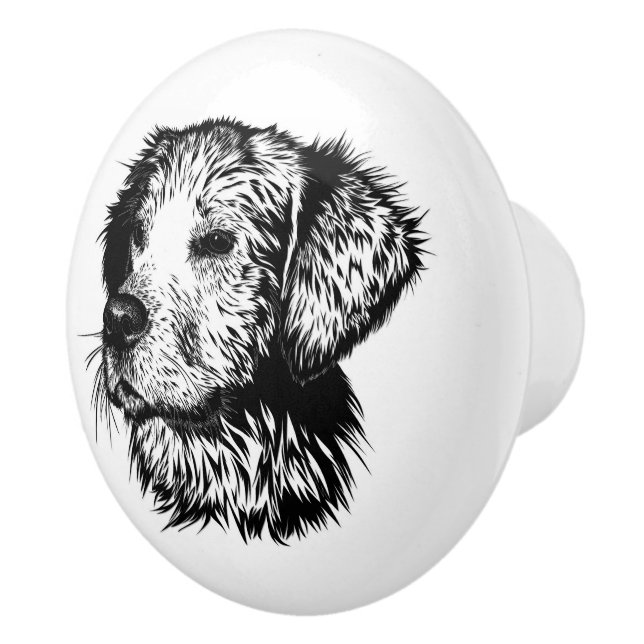 Canine Head Sketch Keramikknauf (Rechts)