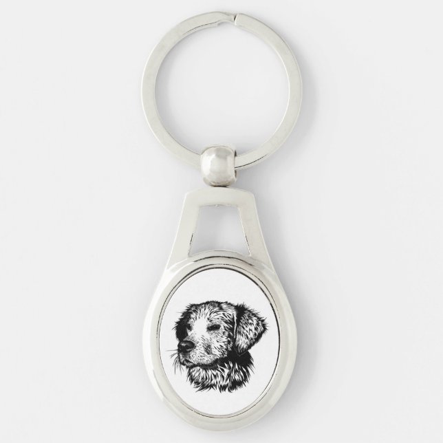 Canine Head Sketch Schlüsselanhänger (Vorderseite)