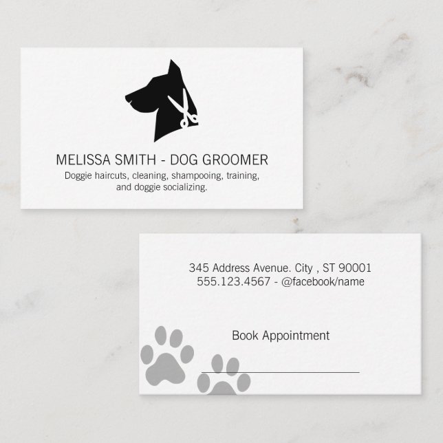 Canine Hunde Schere | Animal Groomer Terminkarte (Vorne/Hinten)