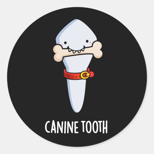 Canine Tooth Funny Dental Puff Dark BG Runder Aufkleber (Vorderseite)